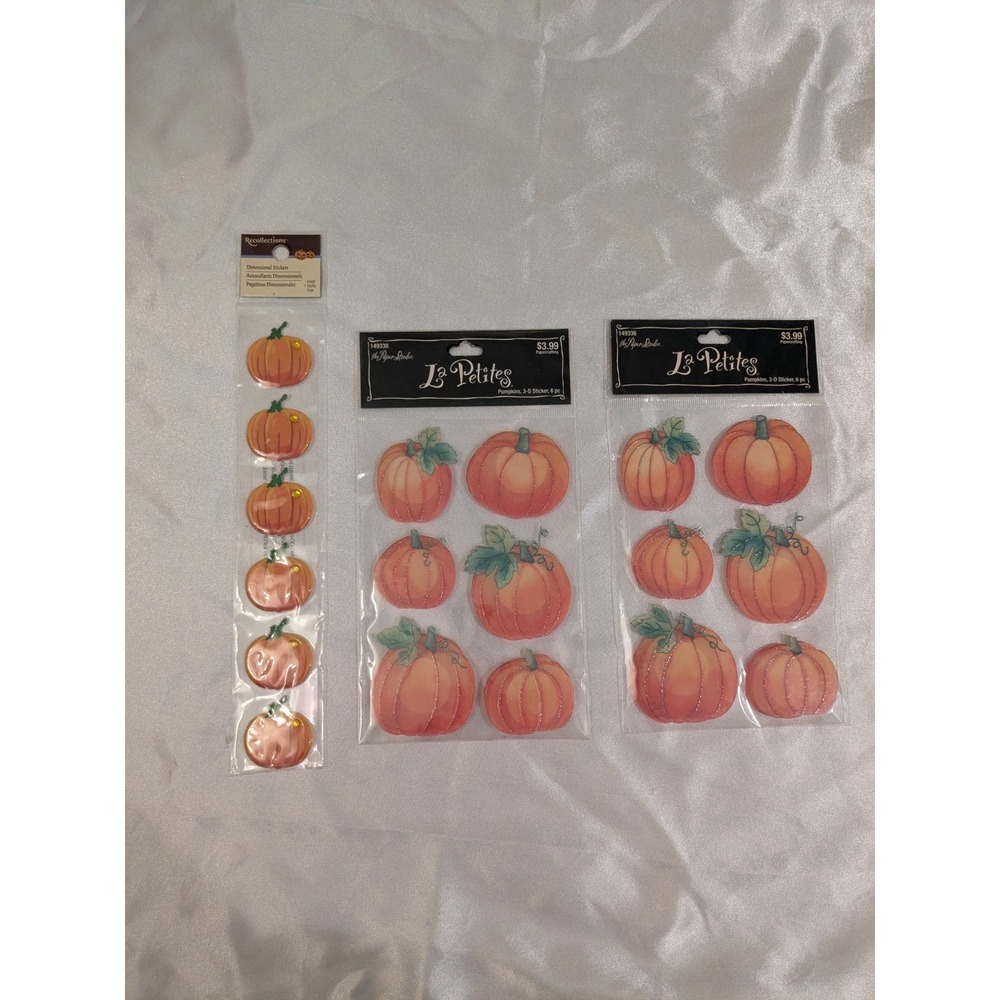 3D Stickers The Paper Studio Recollections Orange Pumpkin Fall Harvest 3 Pack